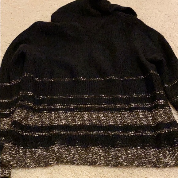 Loft Cowl Sweater- black - brown/cream accents - Picture 5 of 6